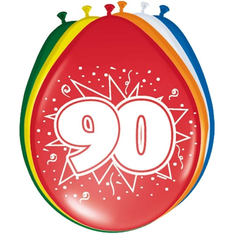 16x stuks Ballonnen versiering 90 jaar -