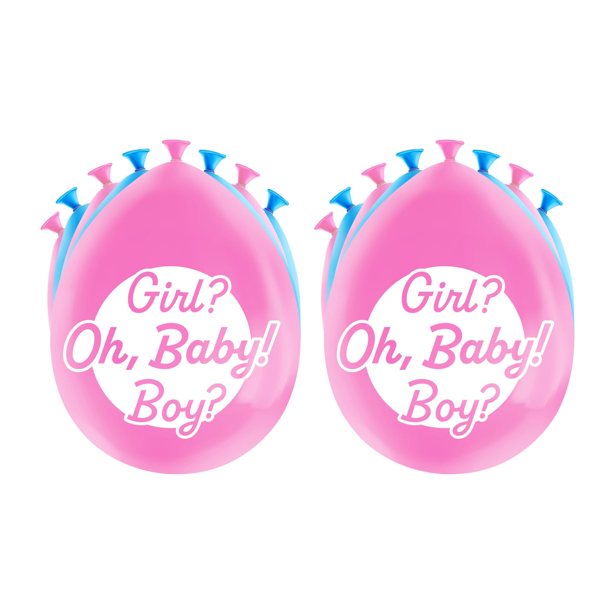 16x stuks Gender reveal party ballonnen - roze/blauw - latex - ca 30 cm