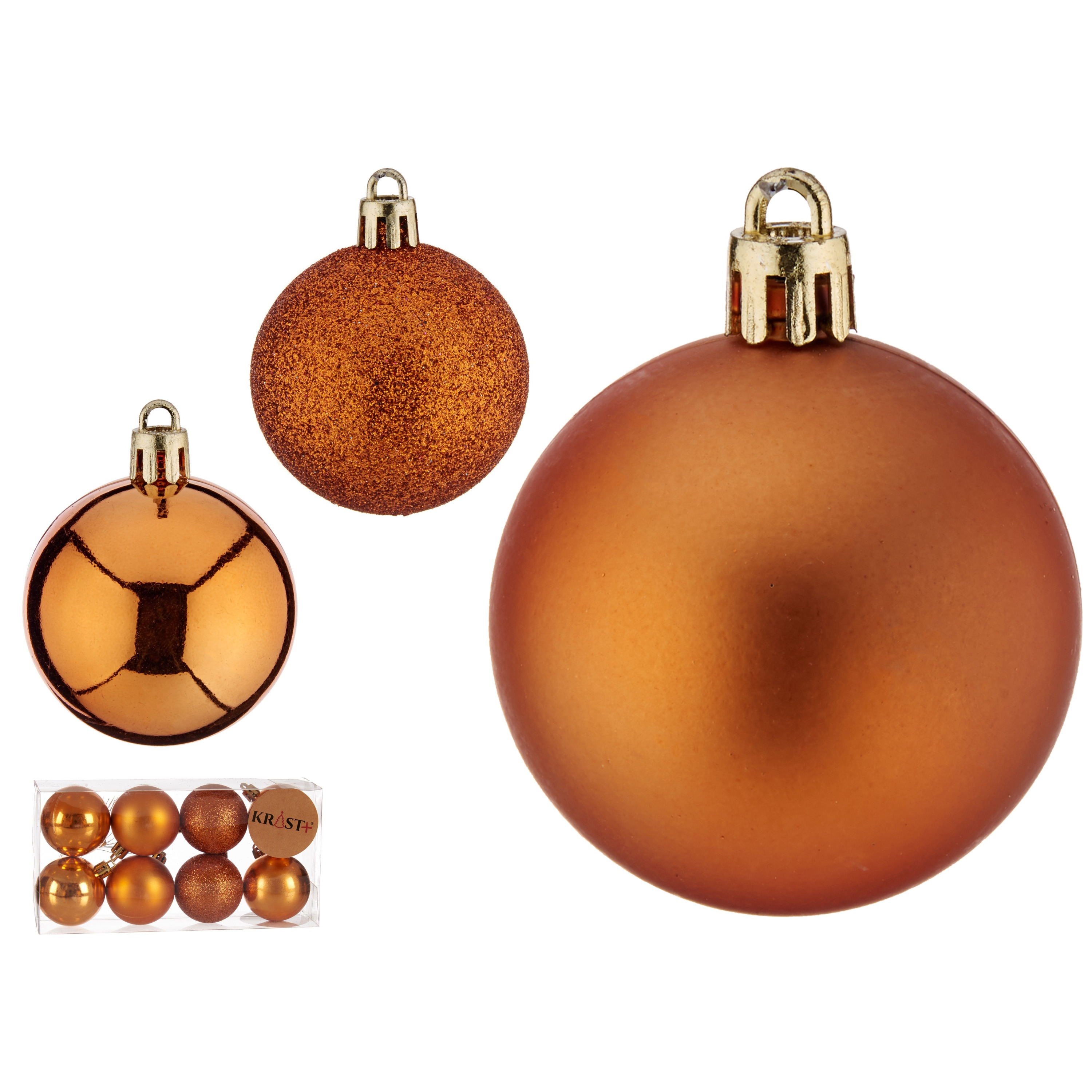 16x stuks kerstballen oranje kunststof 5 cm glitter, glans, mat