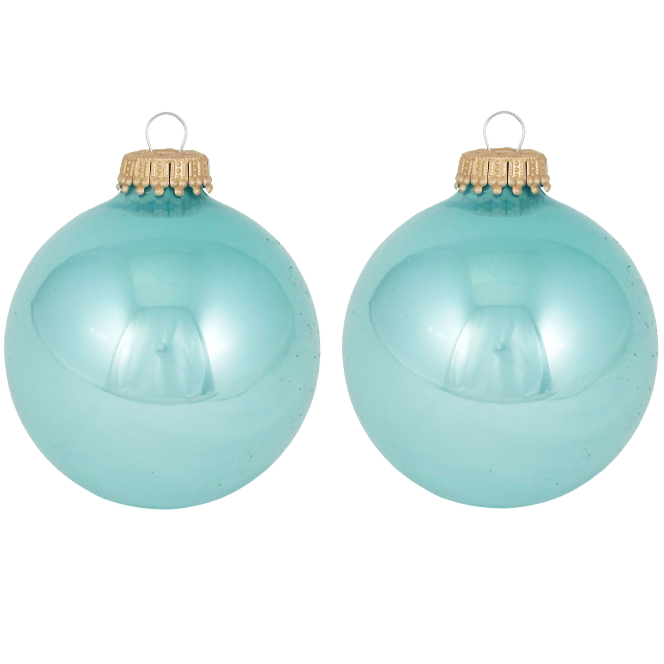 16x Waterlelie blauwe glazen kerstballen glans 7 cm kerstboomversiering