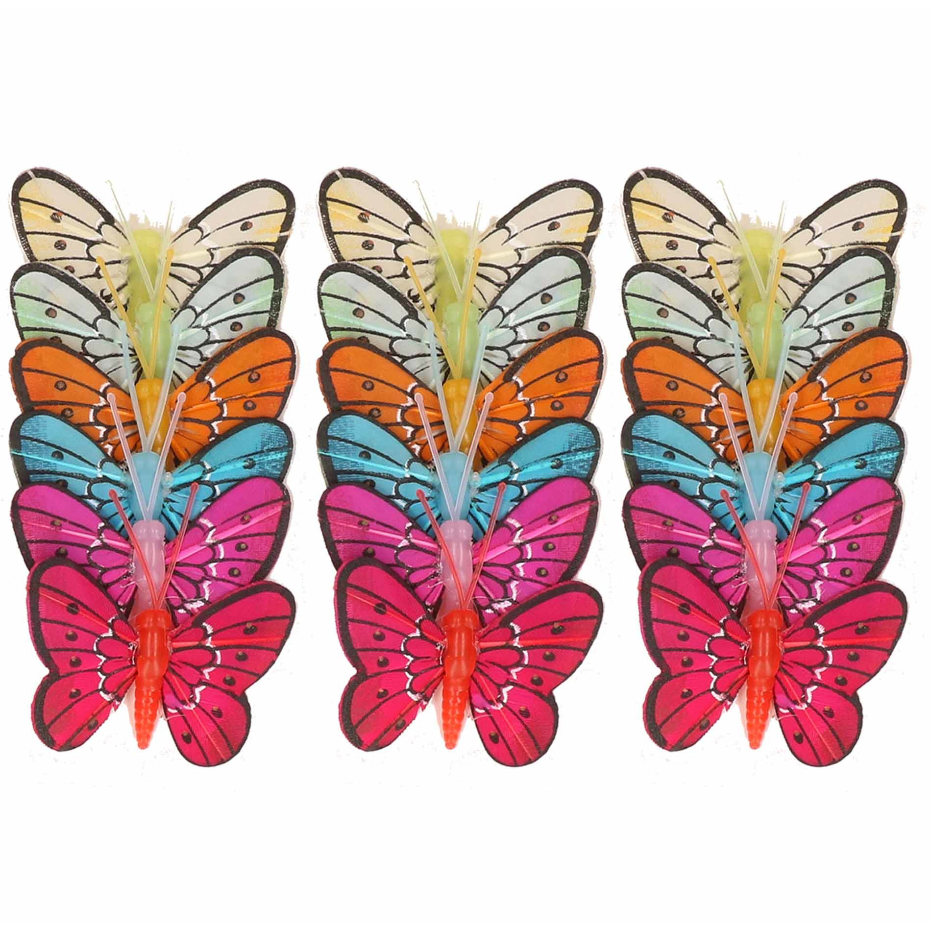 18x stuks Decoratie vlinders 5 cm op prikkers
