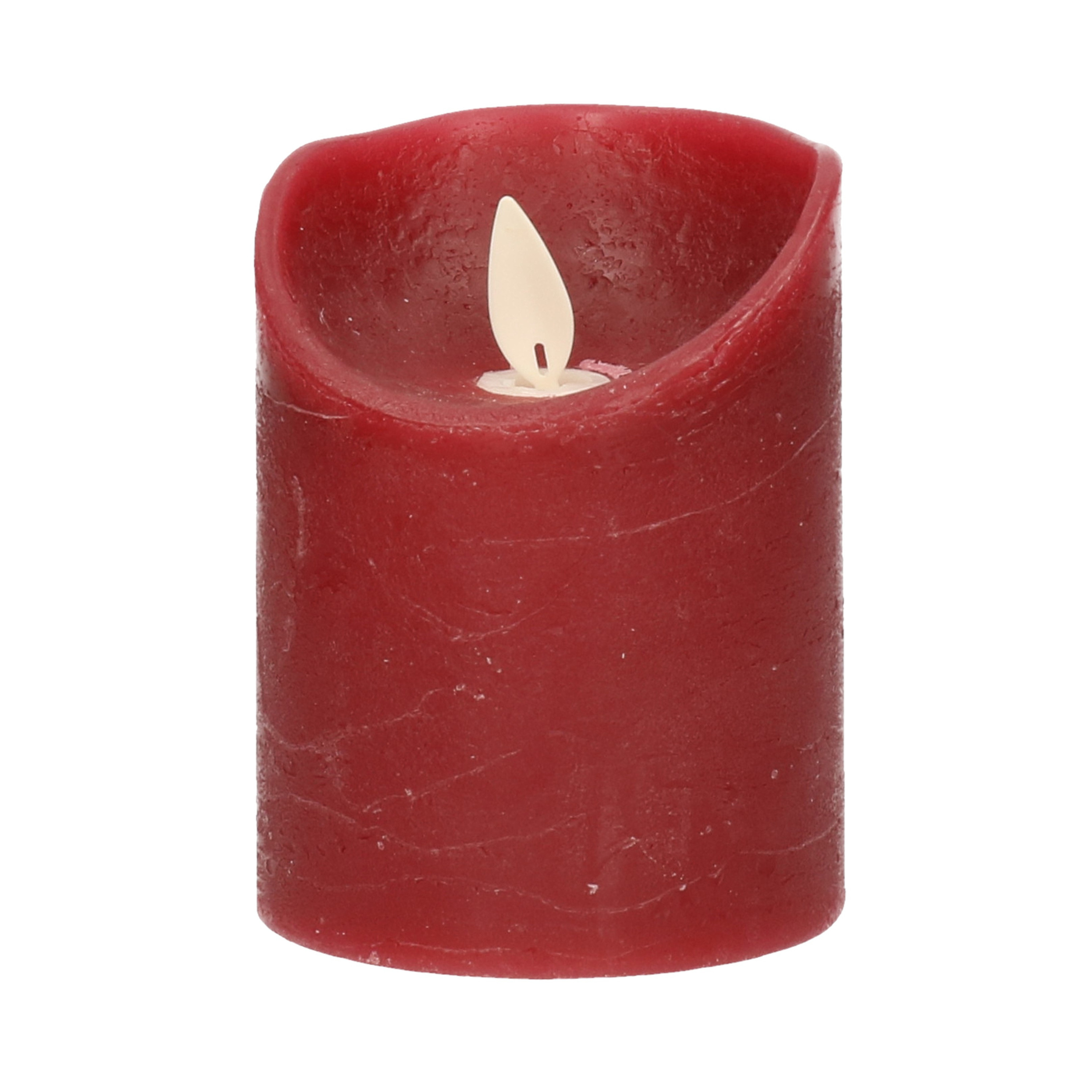 1x Bordeaux rode LED kaarsen-stompkaarsen met bewegende vlam 10 cm