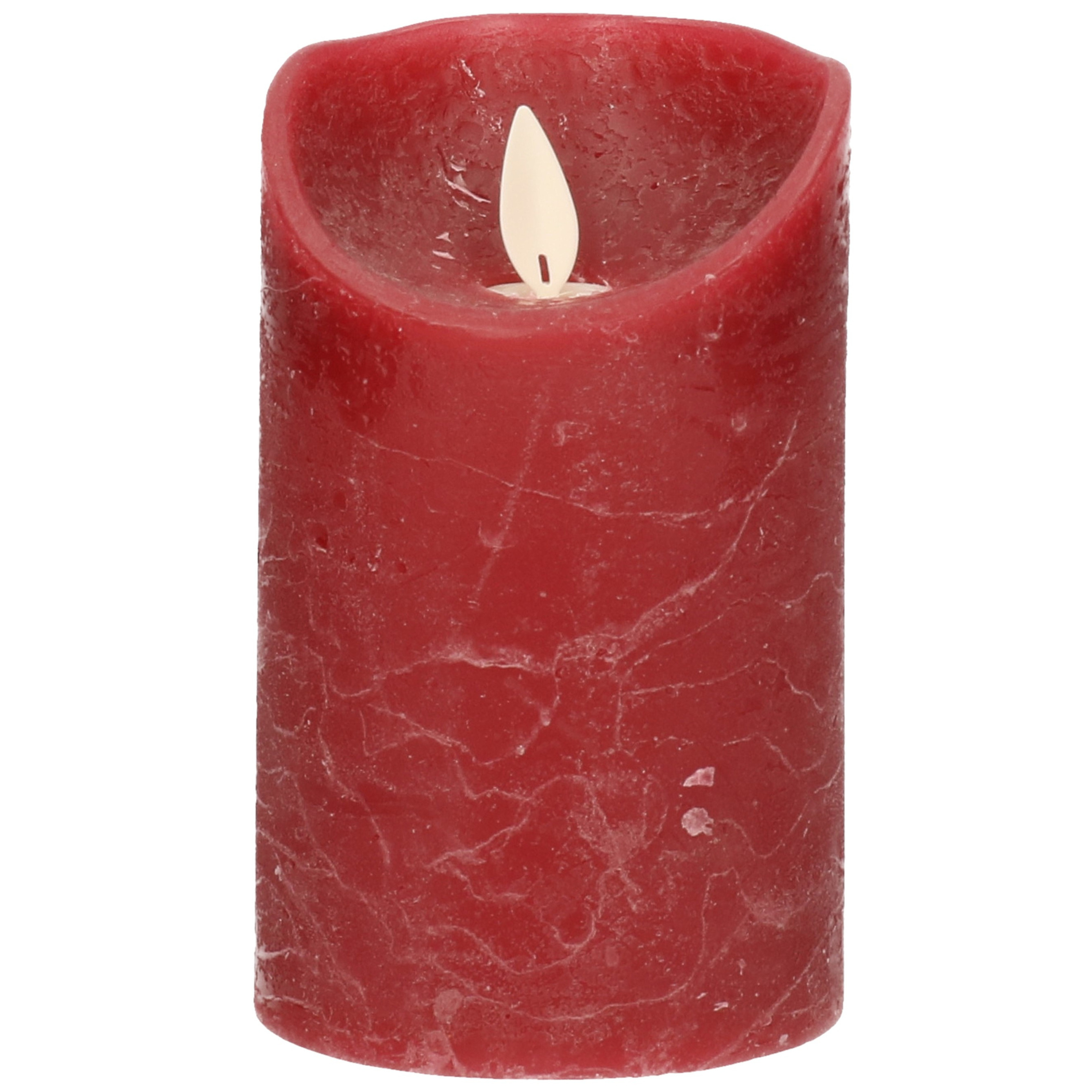 1x Bordeaux rode LED kaarsen-stompkaarsen met bewegende vlam 12,5