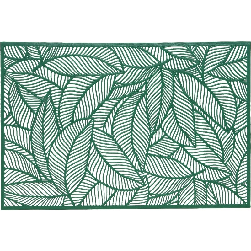 Decoris 1x Groene bladeren placemat 30 x 45 cm rechthoek -