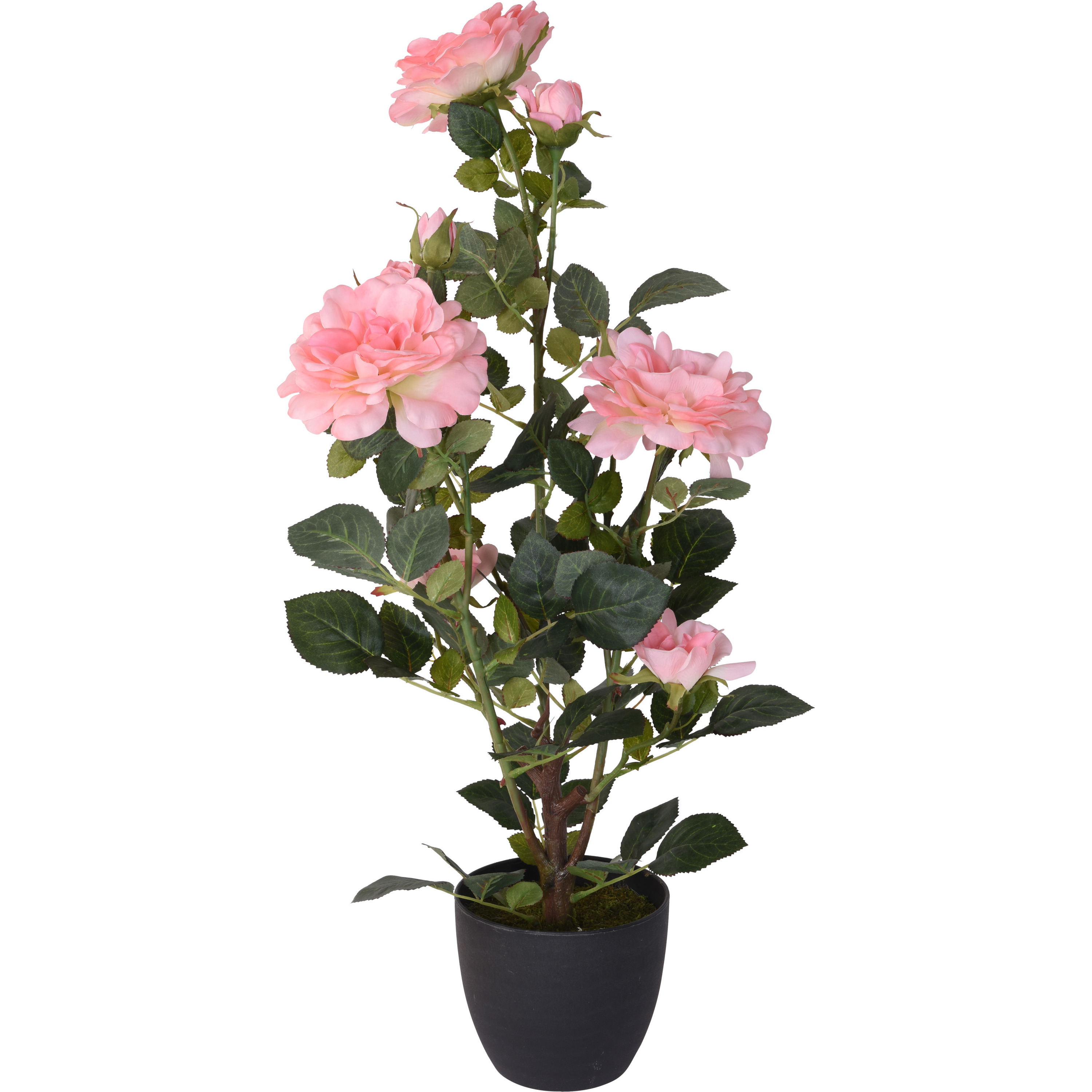 1x Groene kunst planten met roze rozen in pot 70 cm
