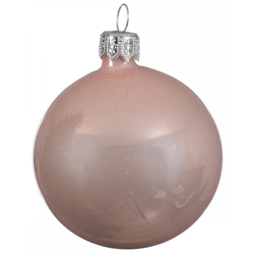 1x Grote glazen kerstballen blush roze 15 cm