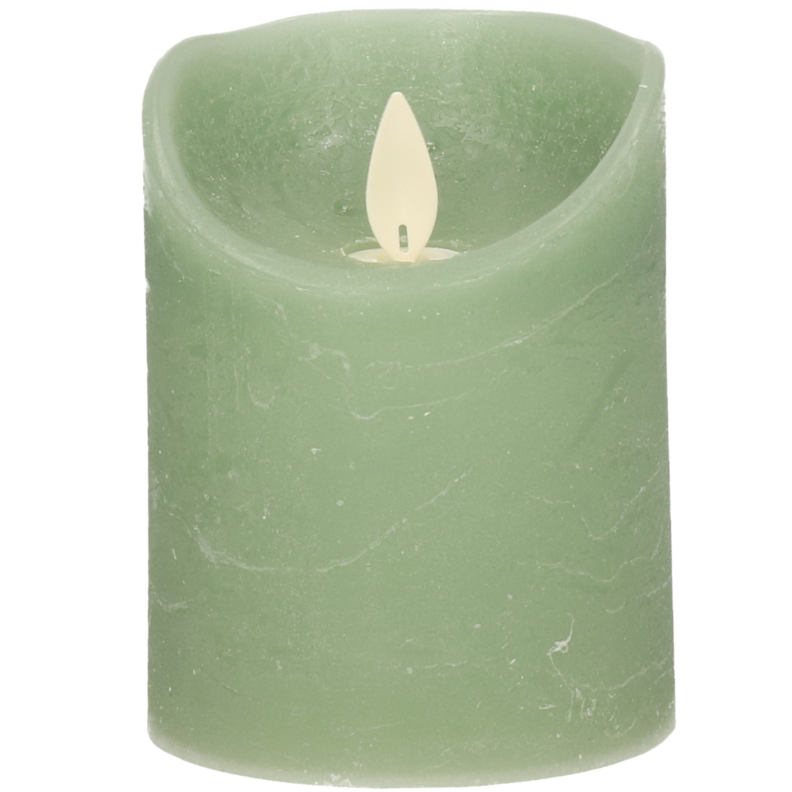 1x Jade groene LED kaarsen-stompkaarsen met bewegende vlam 10 cm