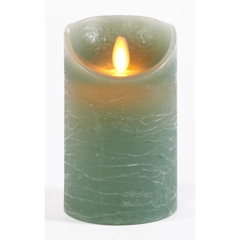 1x Jade groene LED kaarsen-stompkaarsen met bewegende vlam 12,5