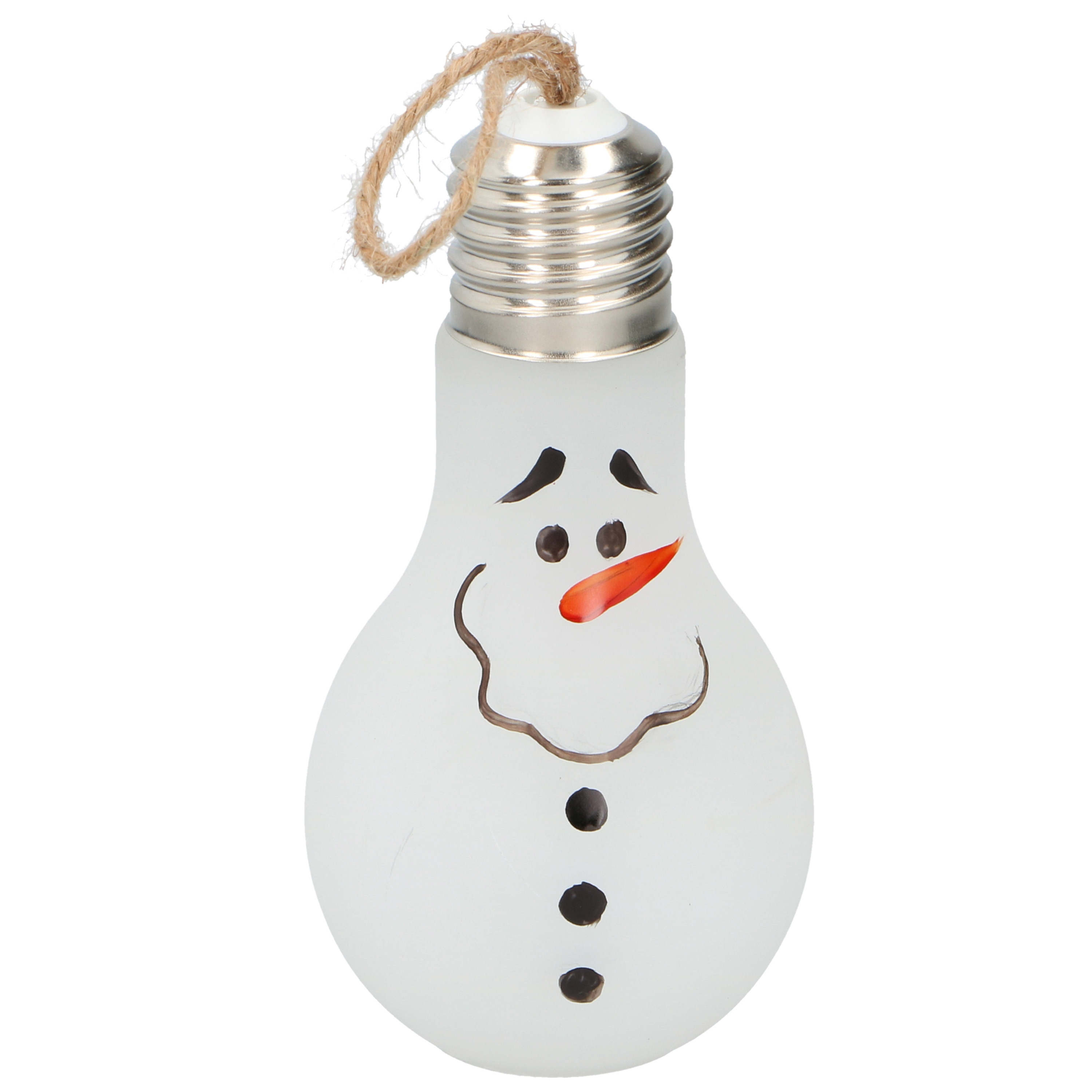 1x Kerst decoratie lampjes sneeuwpop met LED verlichting 18 cm