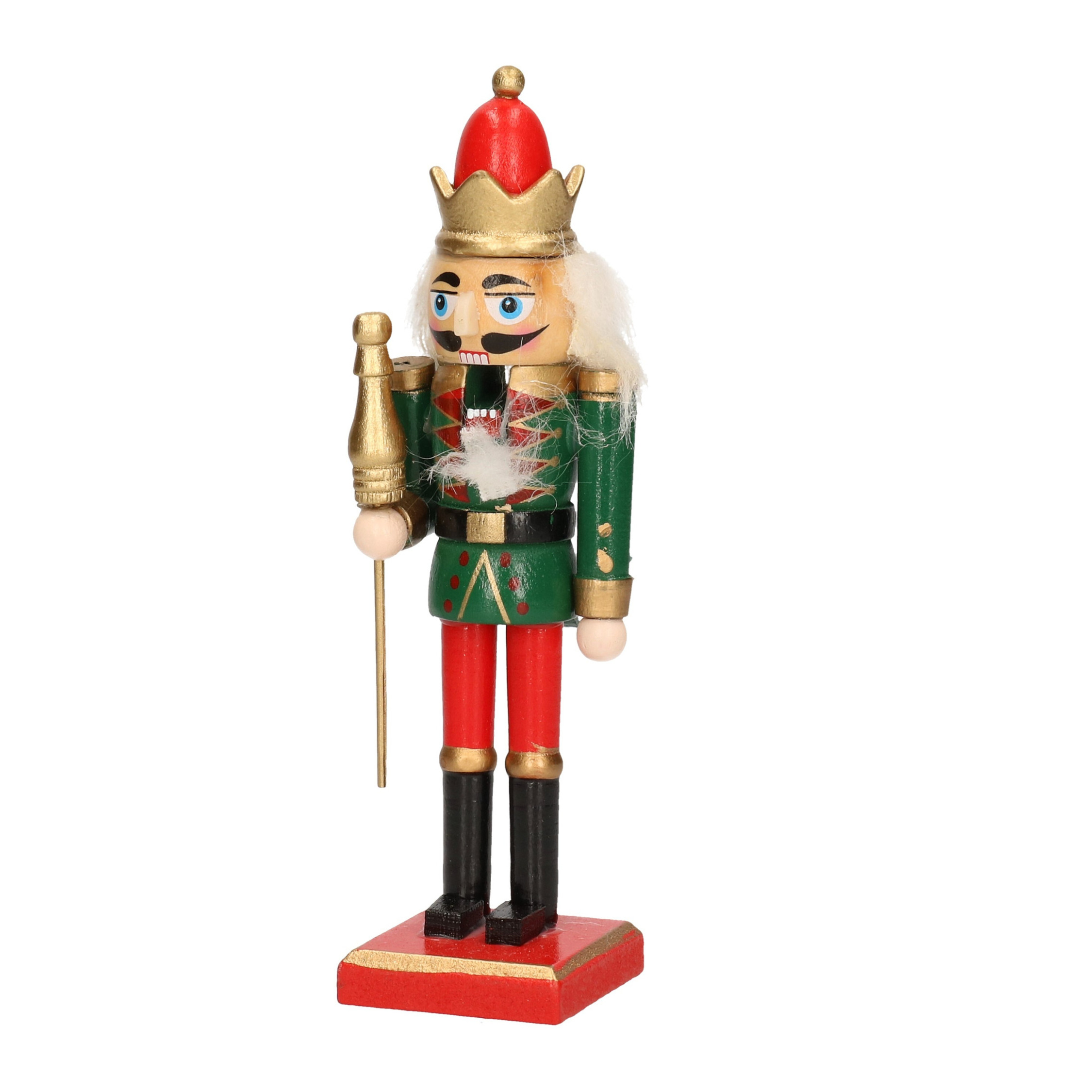 1x Kerst decoratie notenkrakers poppetjes-soldaten met zwaard groen-rood 15 cm