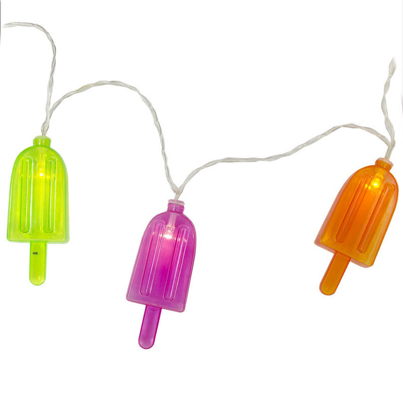 1x LED lichtsnoeren met gekleurde ijsjes 1 meter binnen-buiten feestverlichting