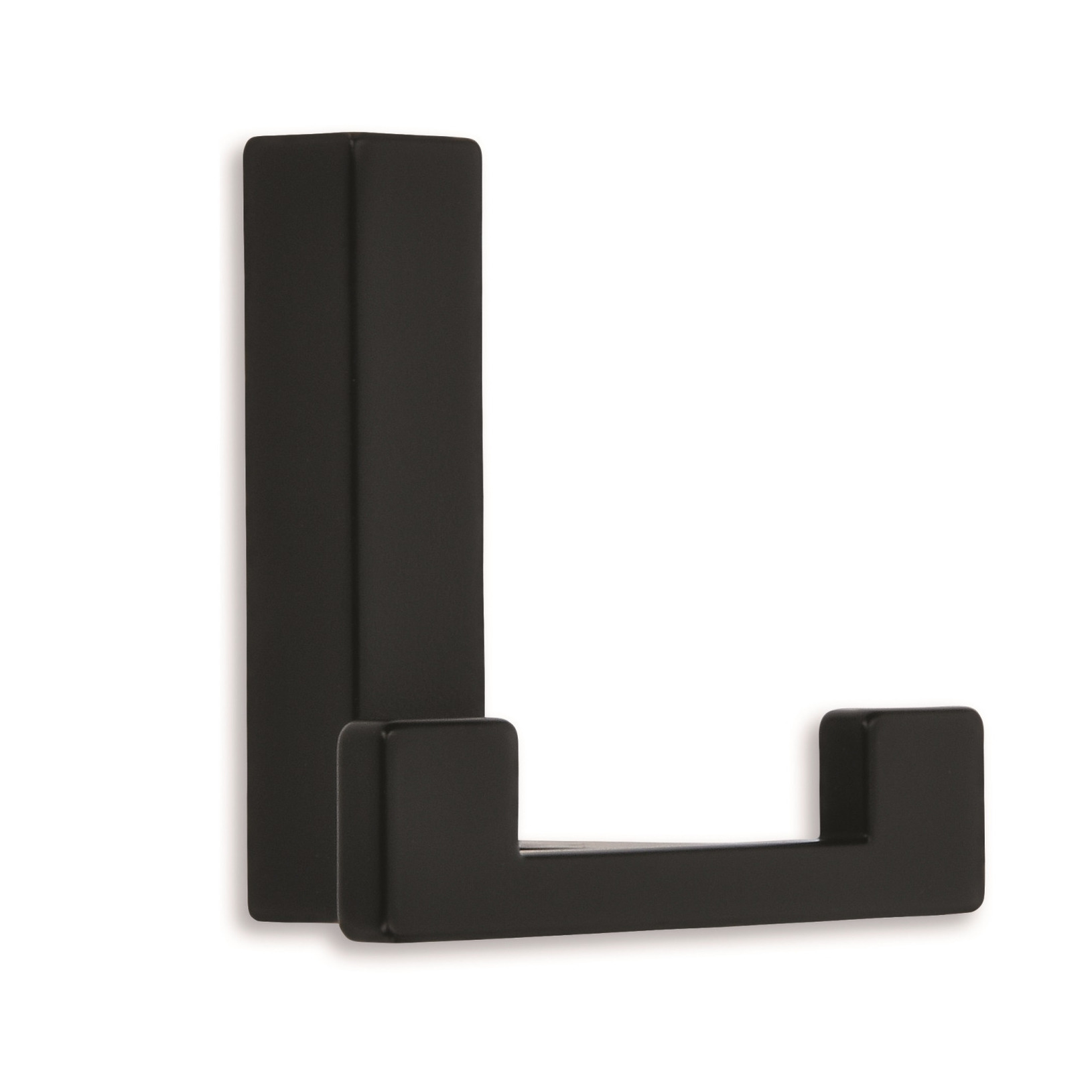 1x Luxe kapstokhaken-jashaken-kapstokhaakjes metaal modern zwart dubbele haak 4 x 6,1 cm