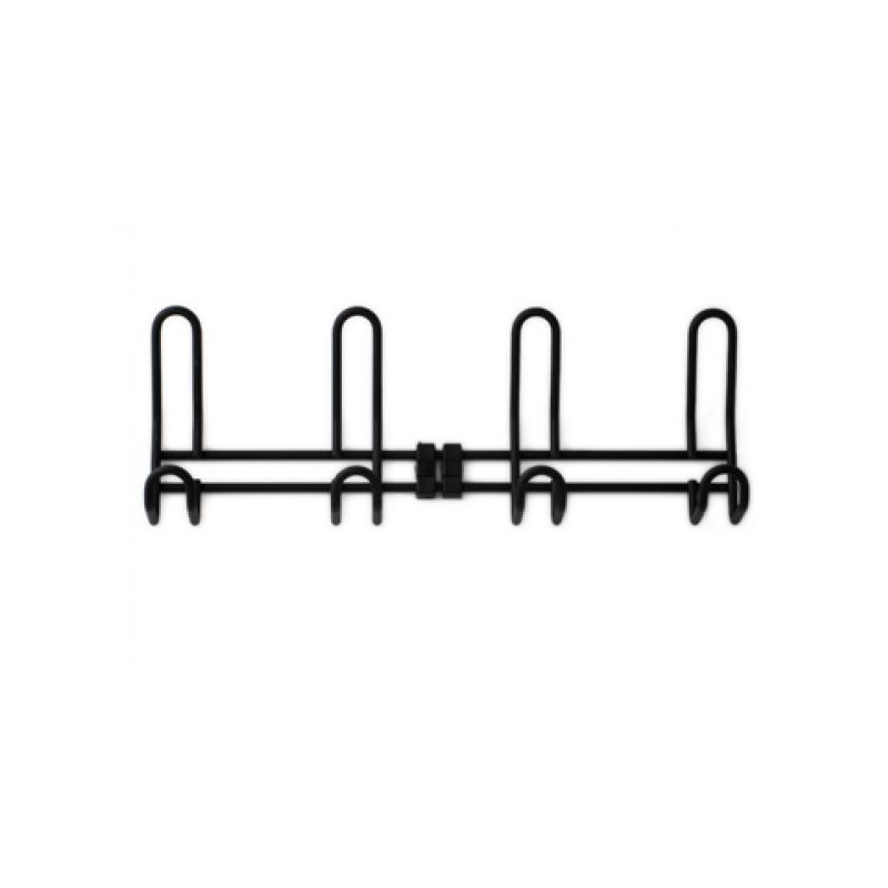 1x Luxe kapstokken-jashaken-wandkapstokken aluminium zwart vier haken 12,6 x 38 cm