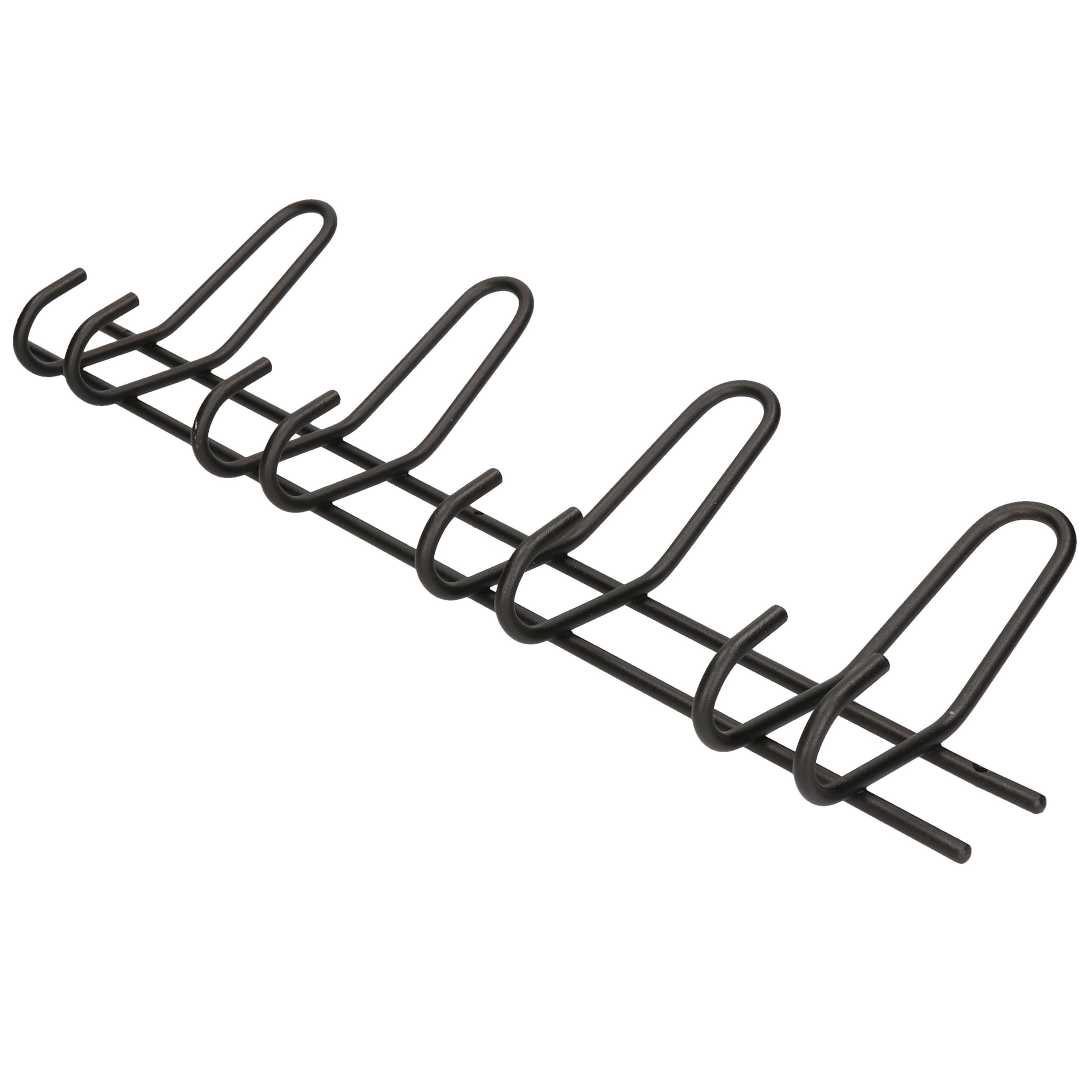 1x Luxe kapstokken-jashaken-wandkapstokken zwart metaal kapstok 4x dubbele brede haak 16 x 53 cm