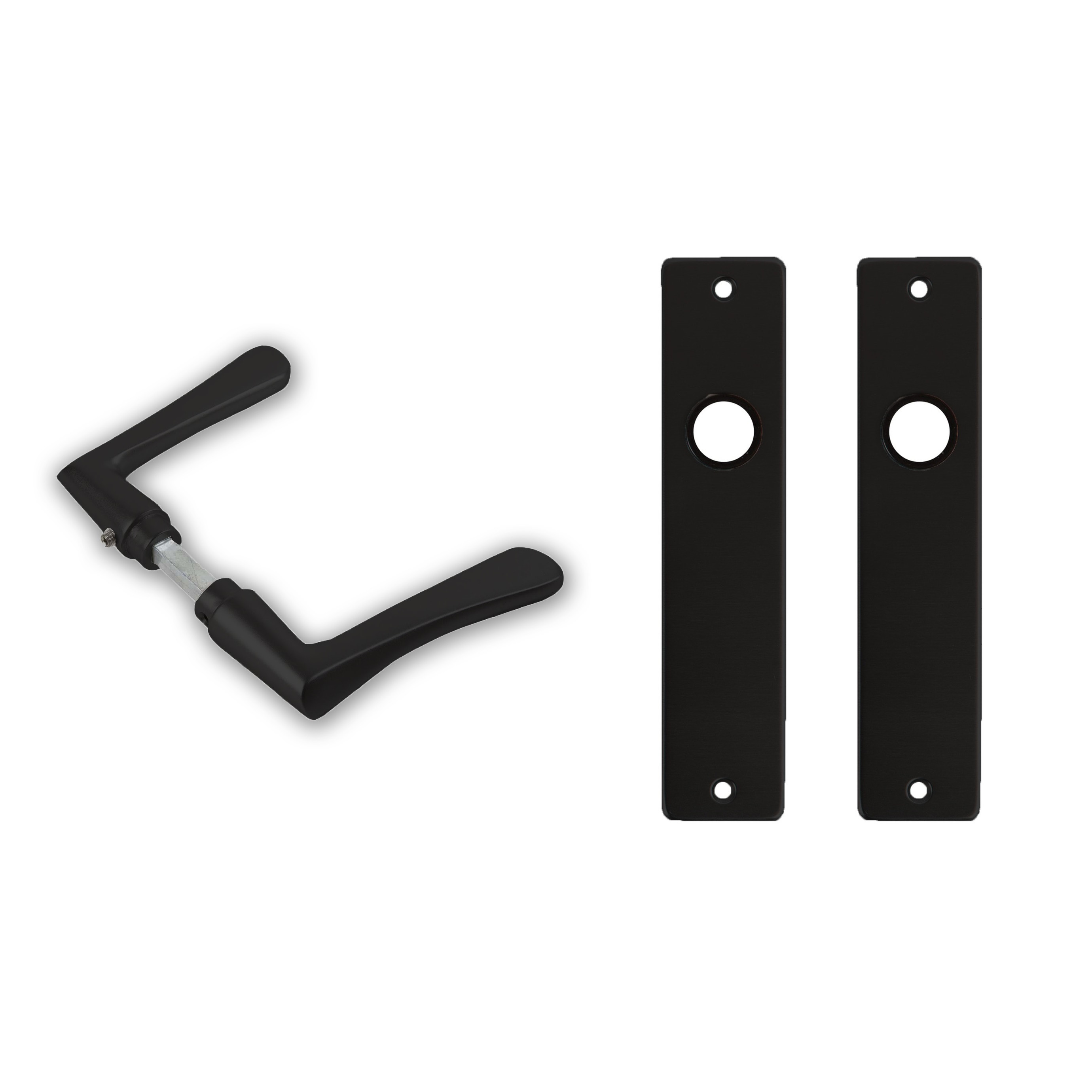 1x paar deurkrukset-deurgarnituur zwart met zwarte vlindermodel deurklinken en deurschilden