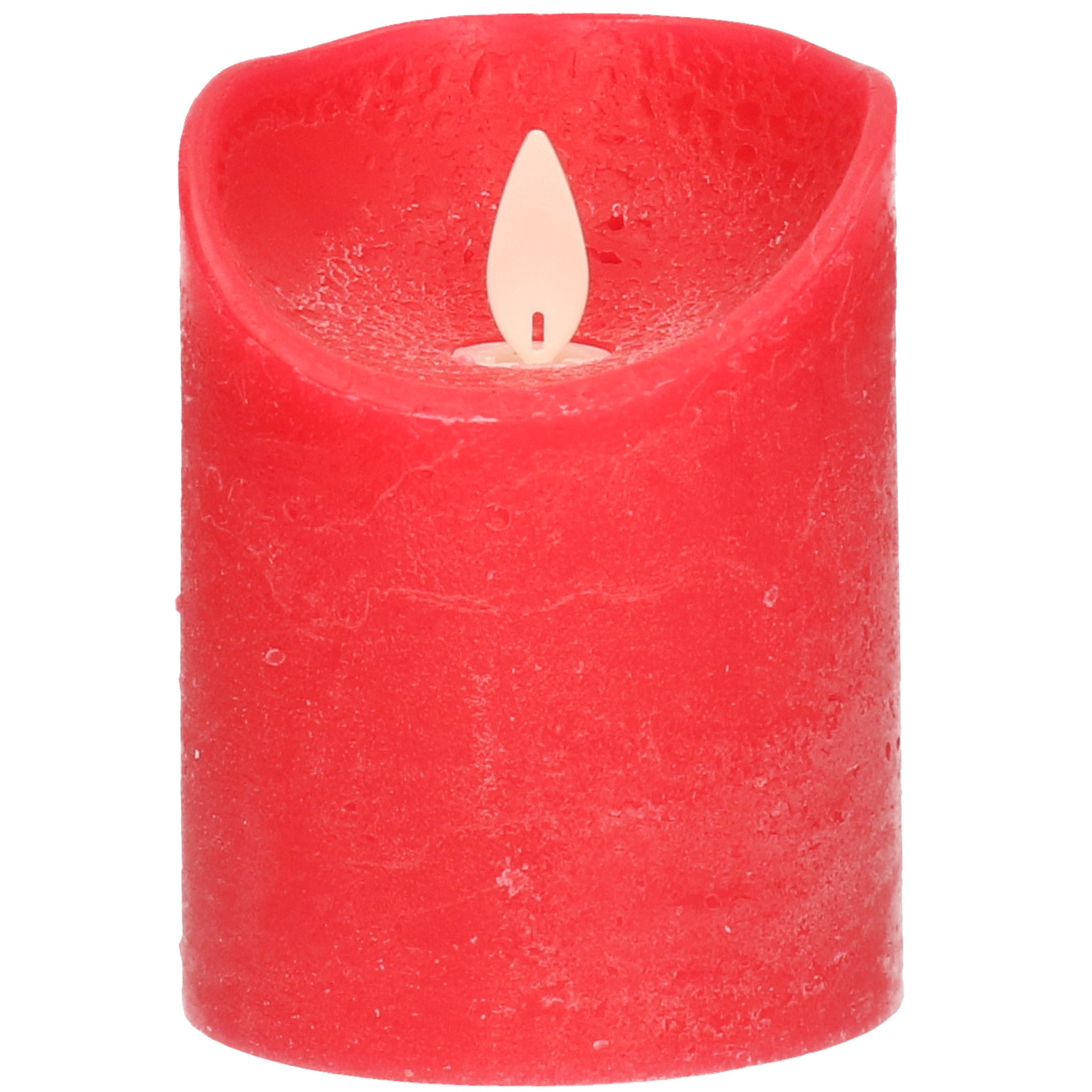 1x Rode LED kaarsen-stompkaarsen met bewegende vlam 10 cm