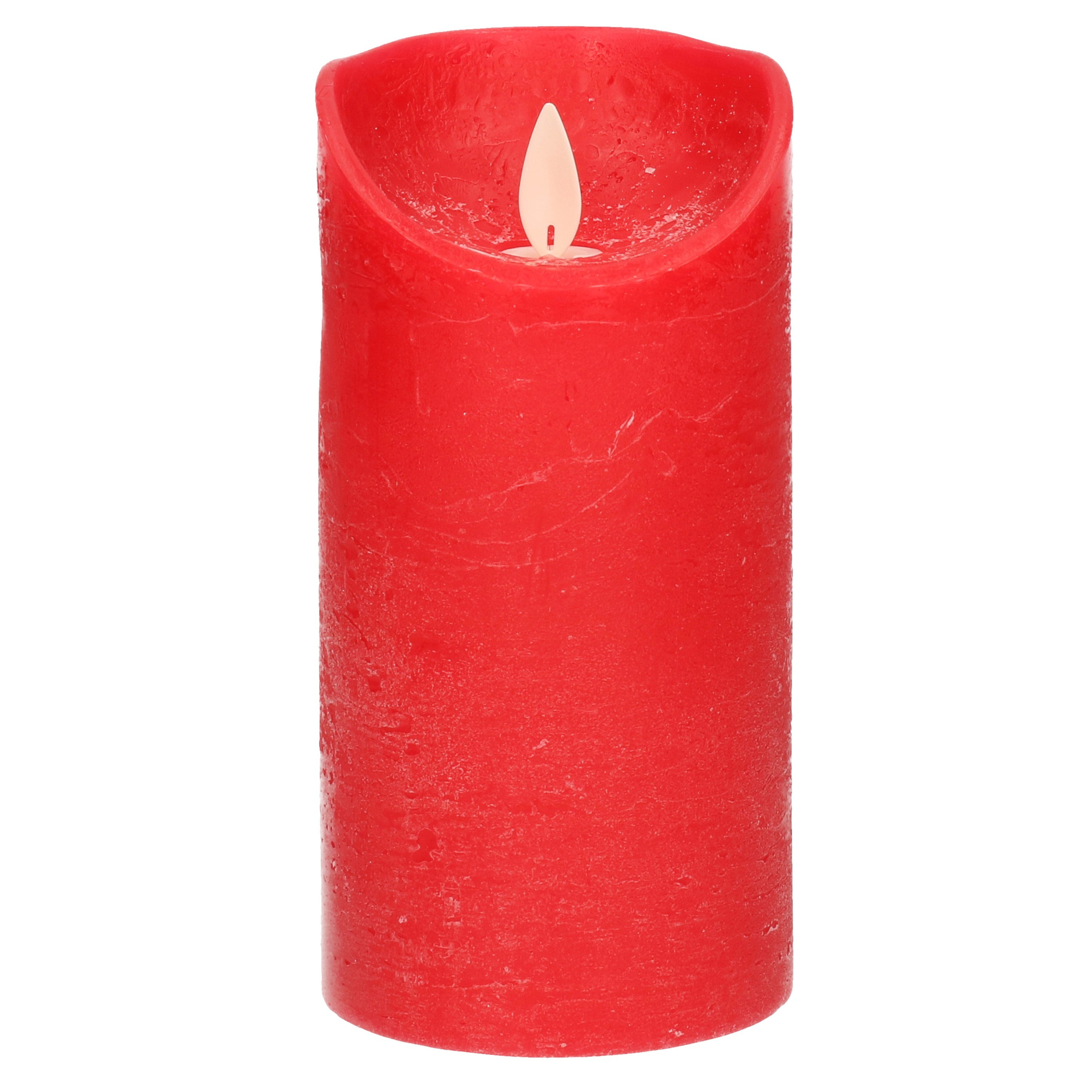 1x Rode LED kaarsen-stompkaarsen met bewegende vlam 15 cm