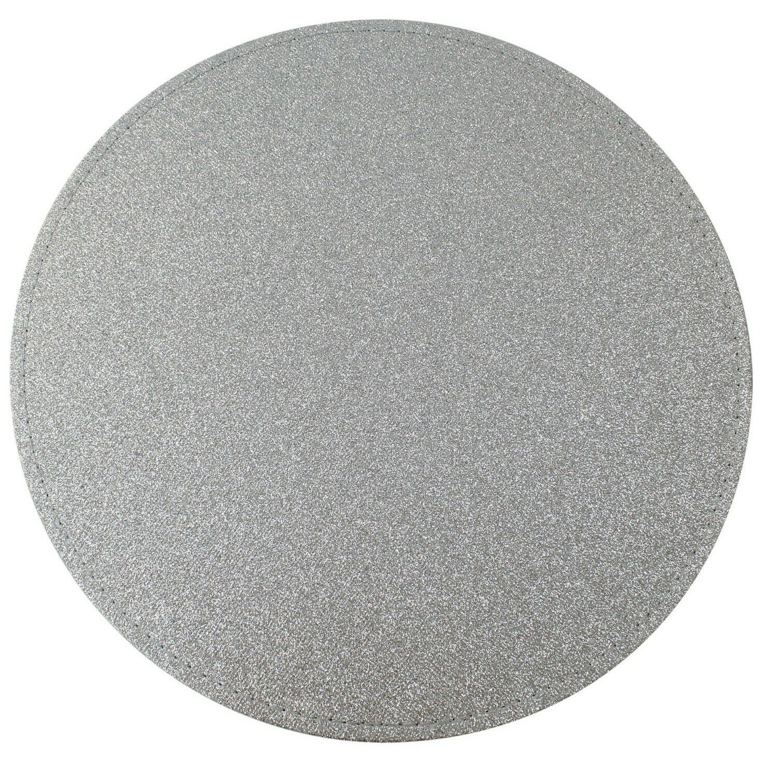 Excellent Houseware 1x Ronde placemats/onderleggers zilver met glitters 33 cm -