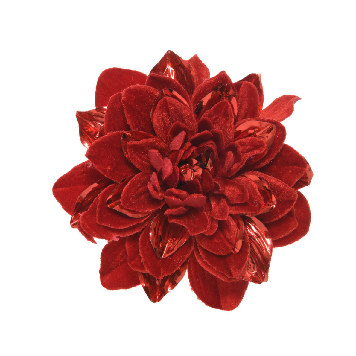 1x stuks decoratie bloemen velvet rood op clip 16 cm -