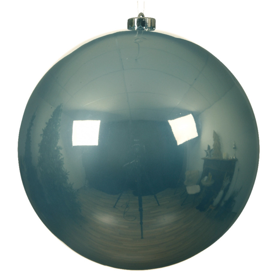 1x stuks grote kunststof kerstballen lichtblauw 14 cm glans -