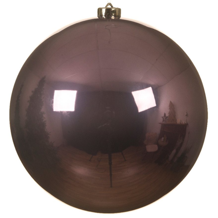 1x stuks grote kunststof kerstballen lila paars 14 cm glans