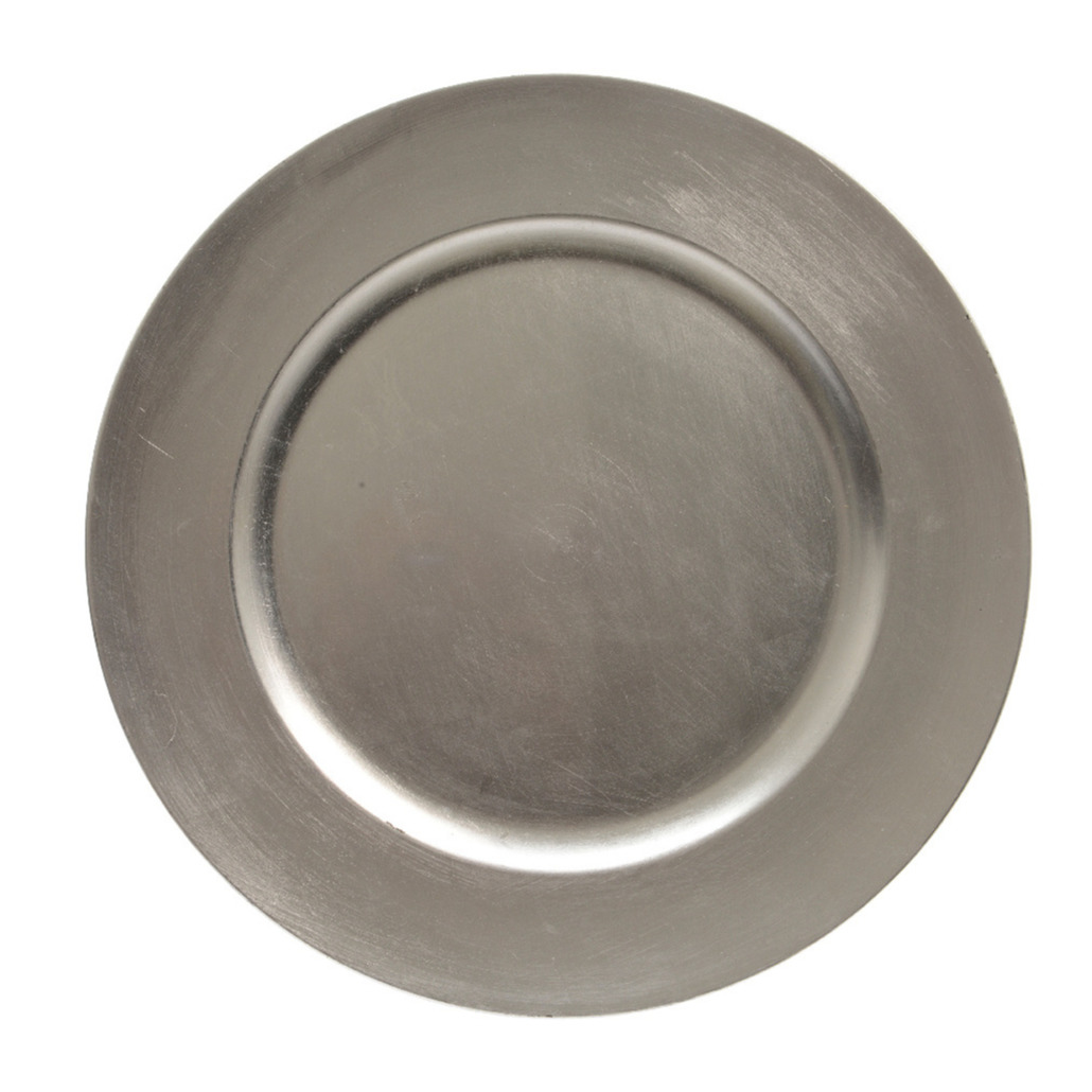 Decoris 1x stuks kaarsenborden/onderborden zilver glimmend 33 cm -