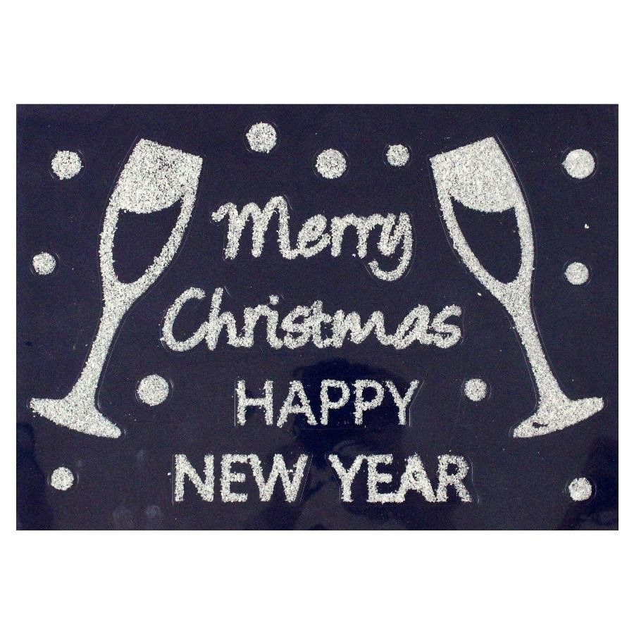 1x stuks velletjes kerst glitter raamstickers Merry Christmas 28,5 x 40 cm