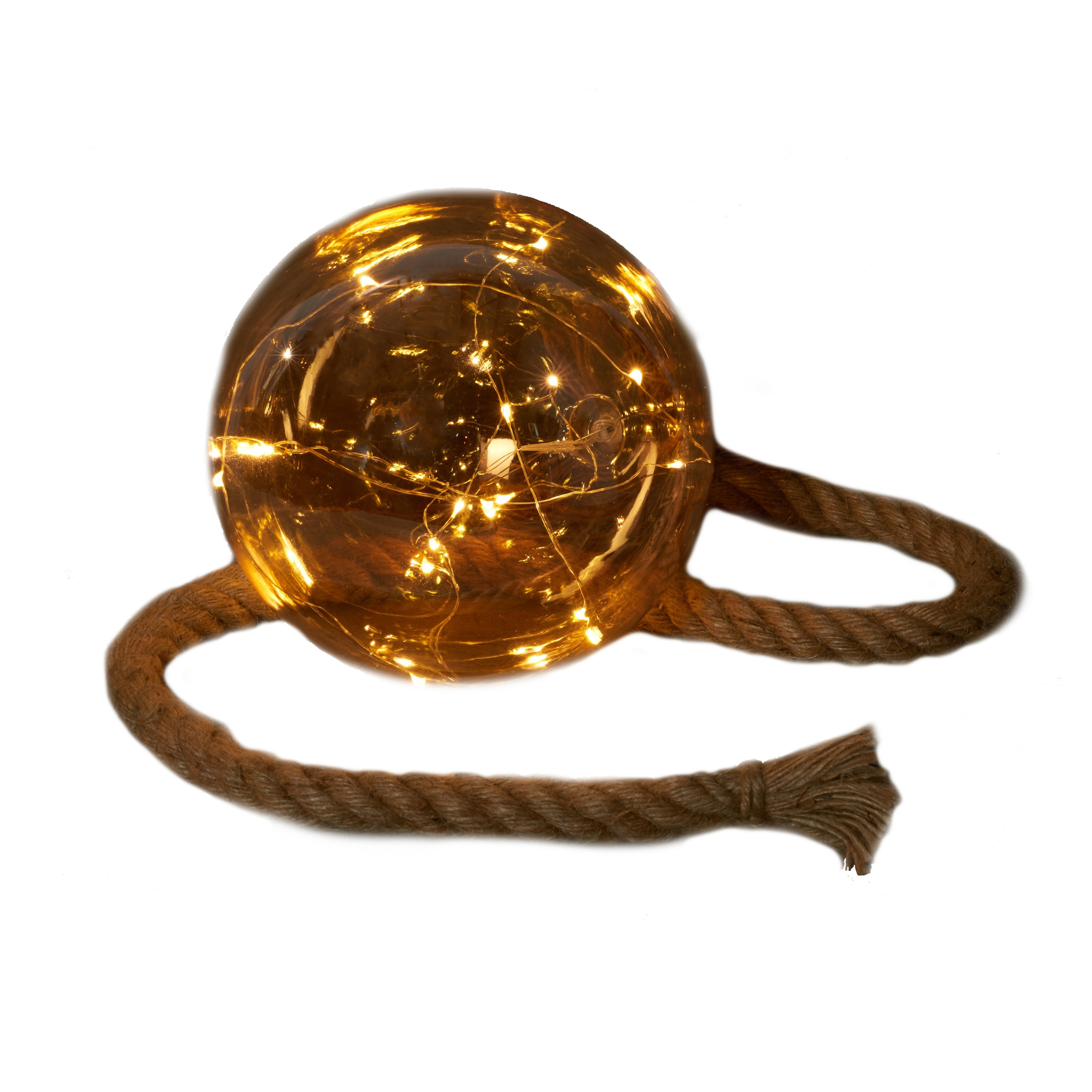 1x stuks verlichte glazen kerstballen aan touw met 15 lampjes goud-warm wit 18 cm