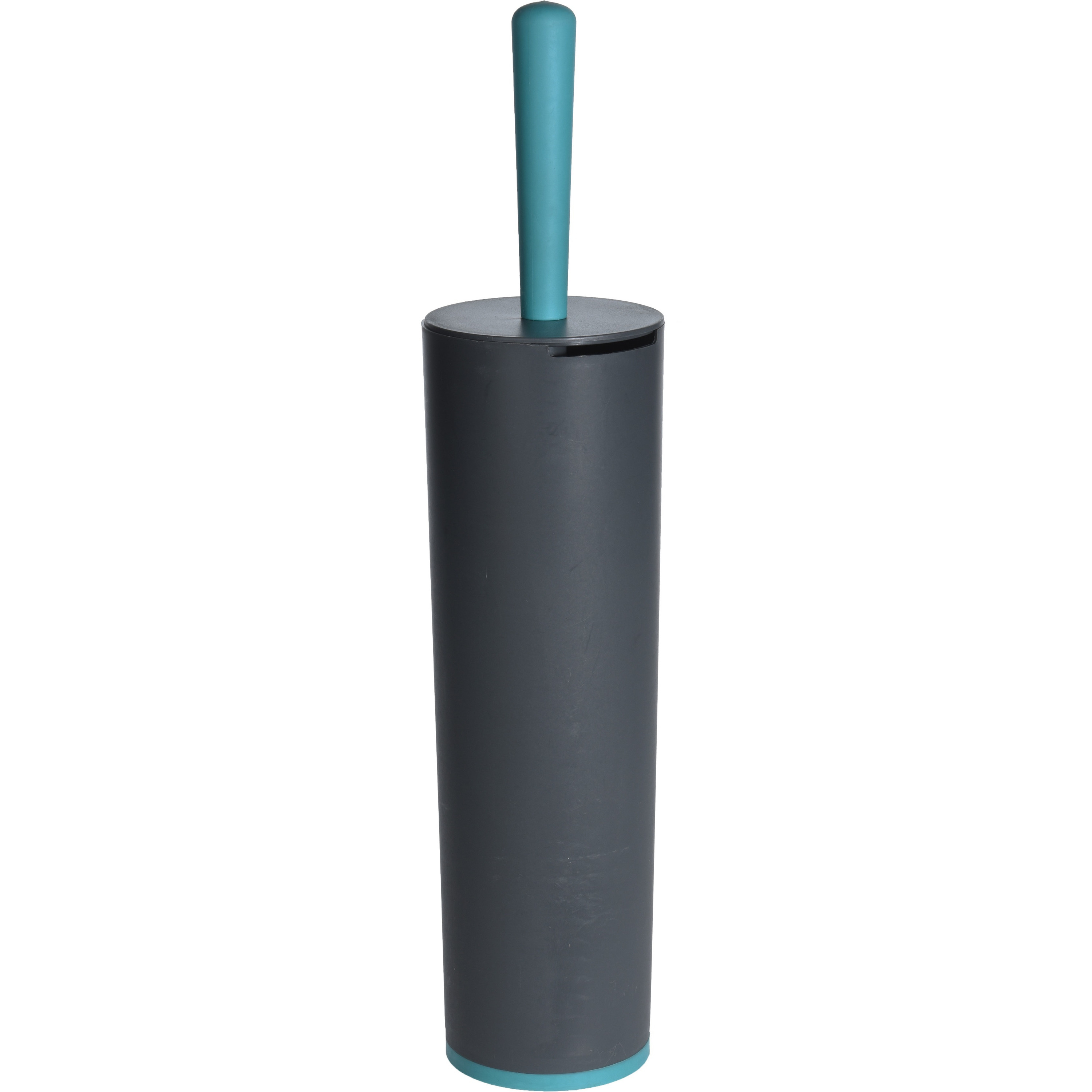 1x Toiletborstels antraciet grijs met turquoise 42 cm