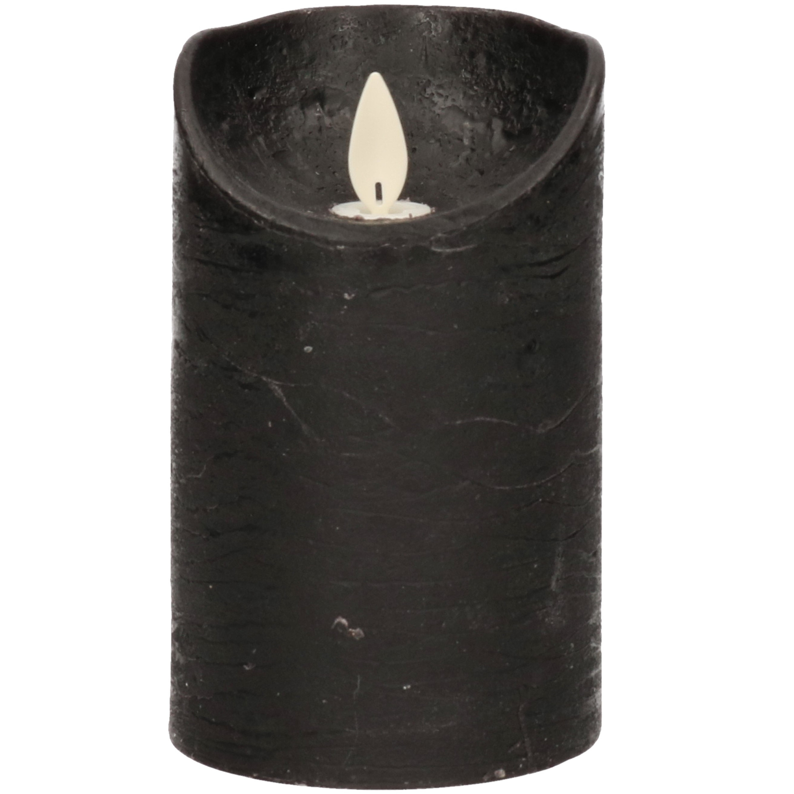 1x Zwarte LED kaarsen-stompkaarsen met bewegende vlam 12,5 cm