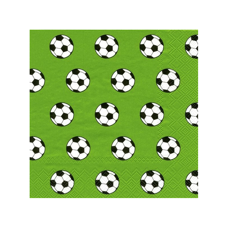20x groen 3-laags servetten voetbal ballen 33 x 33 cm
