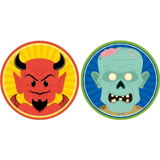 20x Halloween onderzetters duivel en zombie