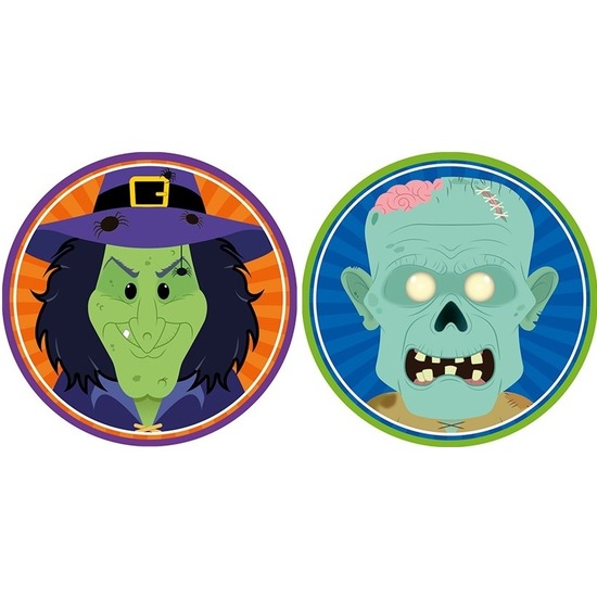 20x Halloween onderzetters heks en zombie