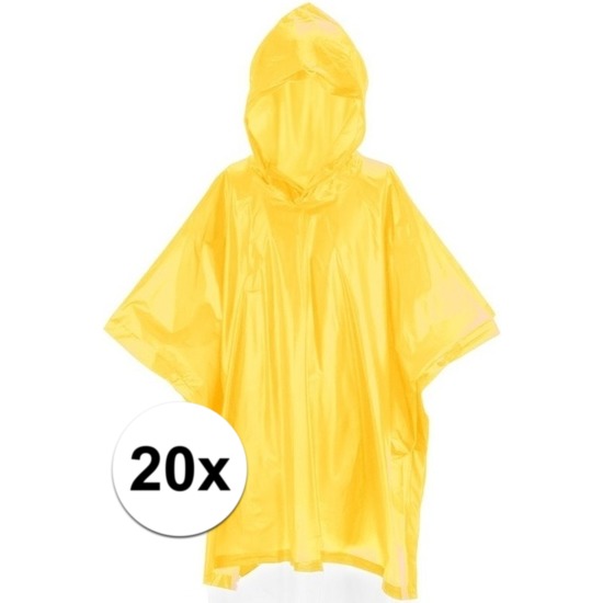 20x Kinder regen poncho geel