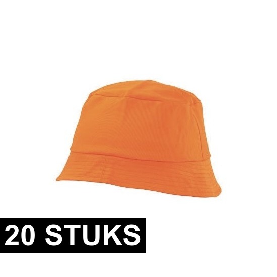 20x Oranje vissershoedjes-zonnehoedjes voor volwassenen