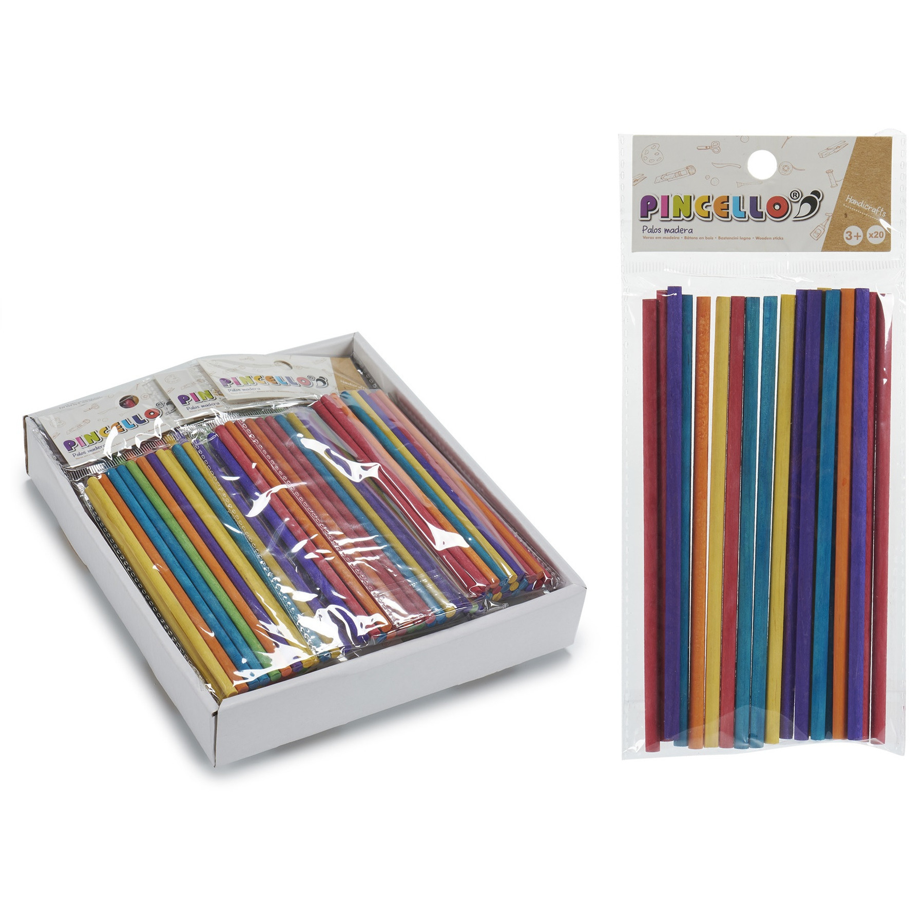 20x stuks ronde multi-color kleur hobby knutselen houtjes-ijslollie stokjes 15 x 0.5 cm