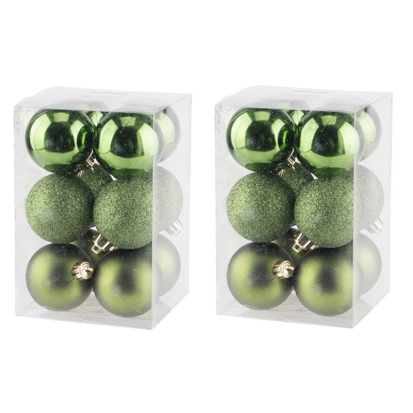 24x Appelgroene kerstballen 6 cm kunststof mat/glans -