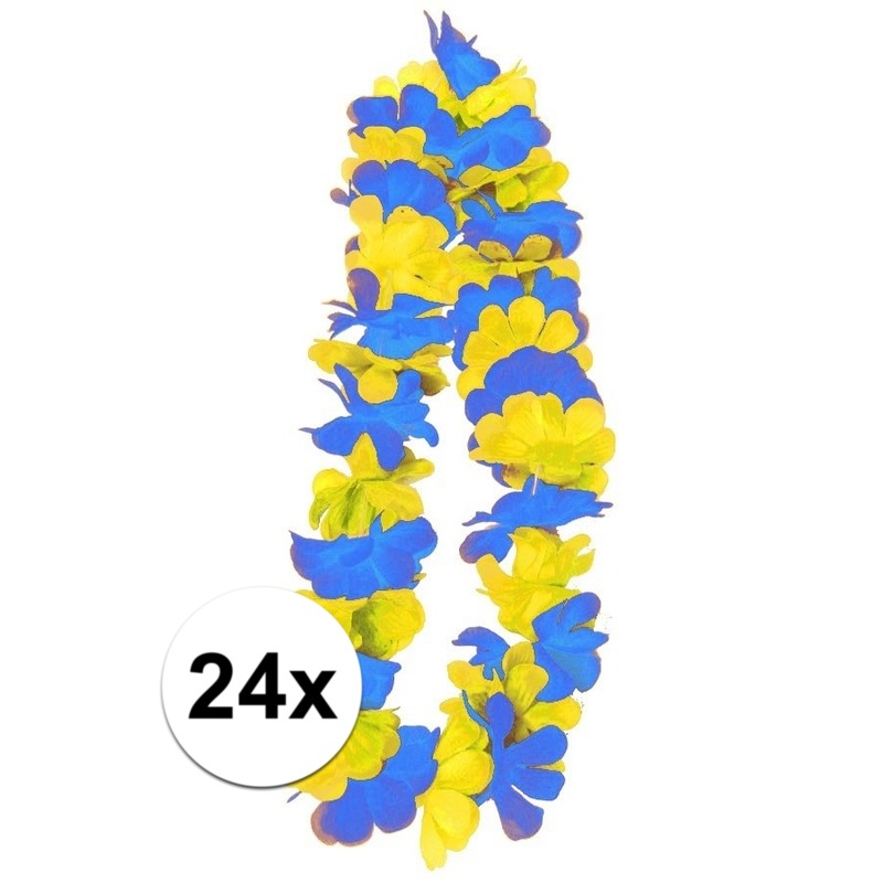24x Blauw-gele hawaii slingers
