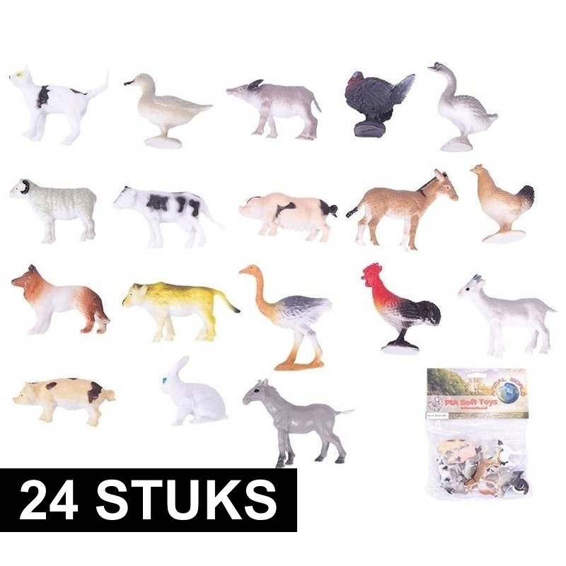 24x Boerderij speelgoed diertjes-dieren 2-6 cm