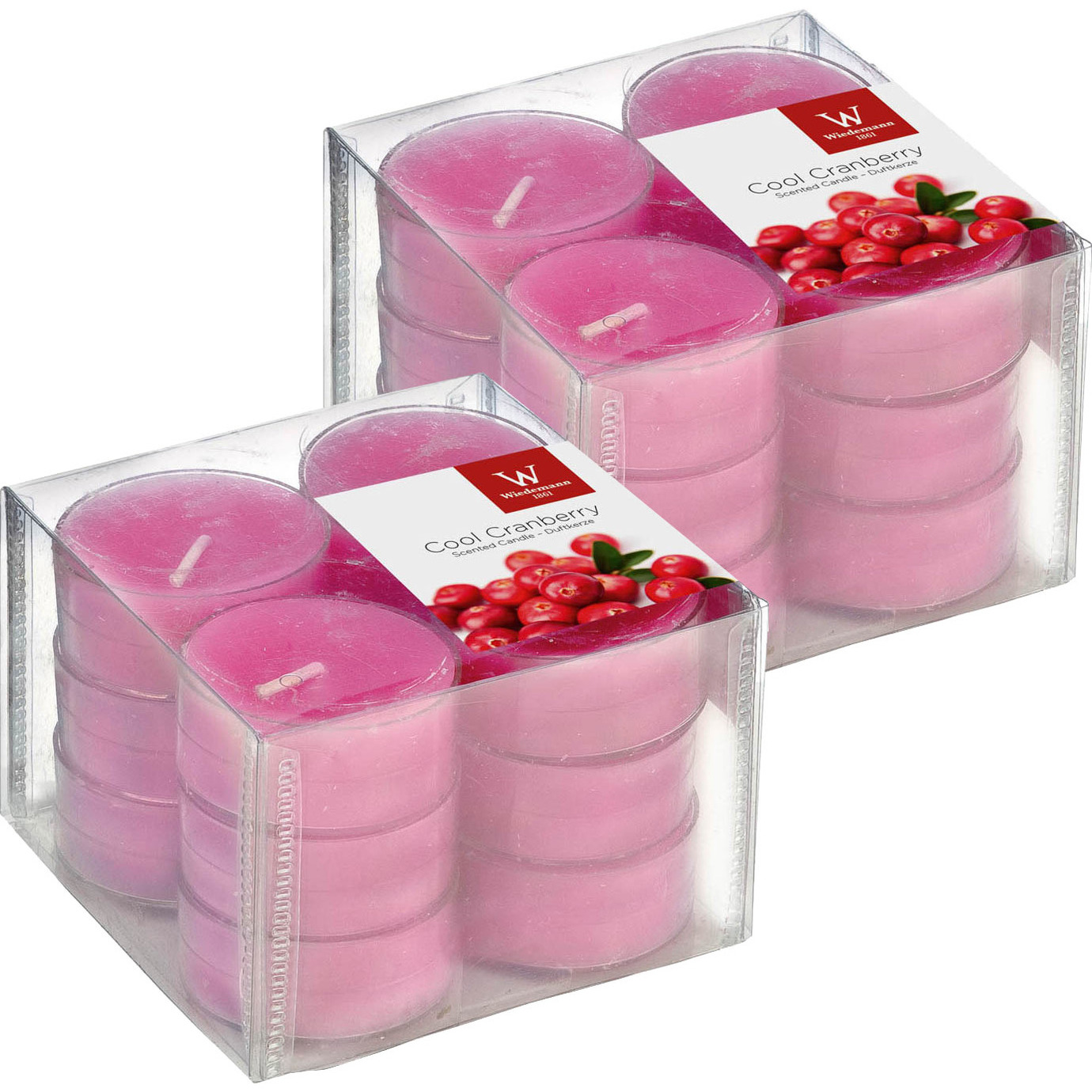 24x Geurtheelichtjes cranberry-roze 4 branduren