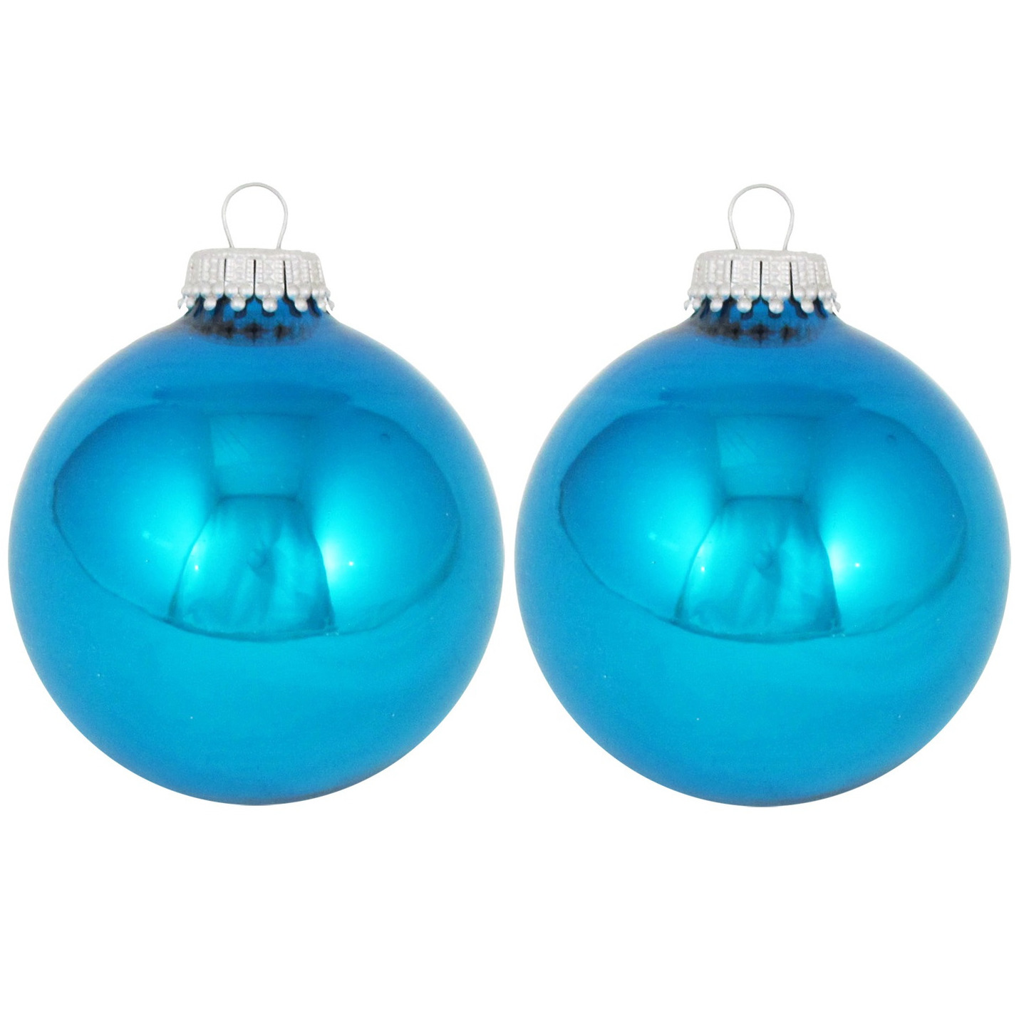 24x Hawaii blauwe glazen kerstballen glans 7 cm kerstboomversiering