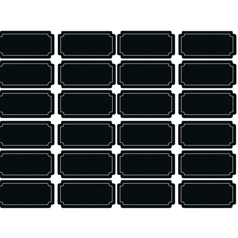 24x Krijtbord voorraadkast etiketten-stickers rechthoekig