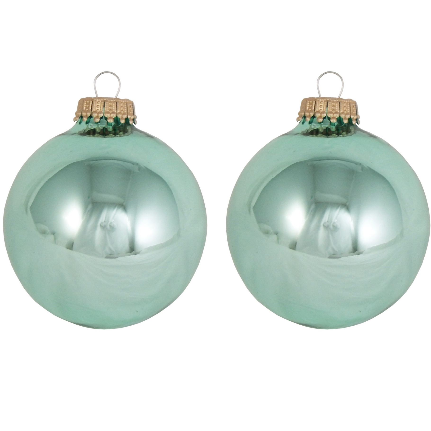 24x Seafoam groene glazen kerstballen glans 7 cm kerstboomversiering -