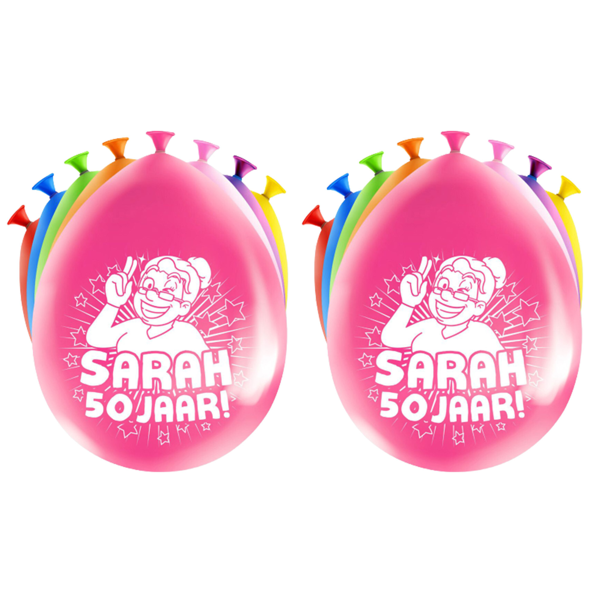 24x stuks Sarah-50 jaar feest ballonnen diverse kleuren latex ca 30 cm