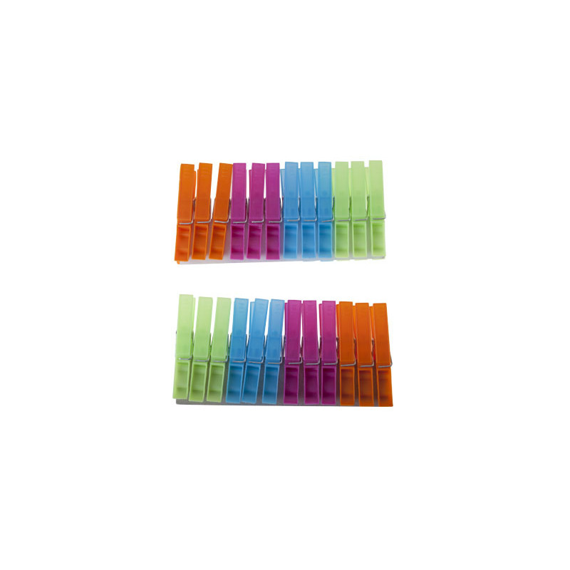 24x Wasknijpers in verschillende kleuren