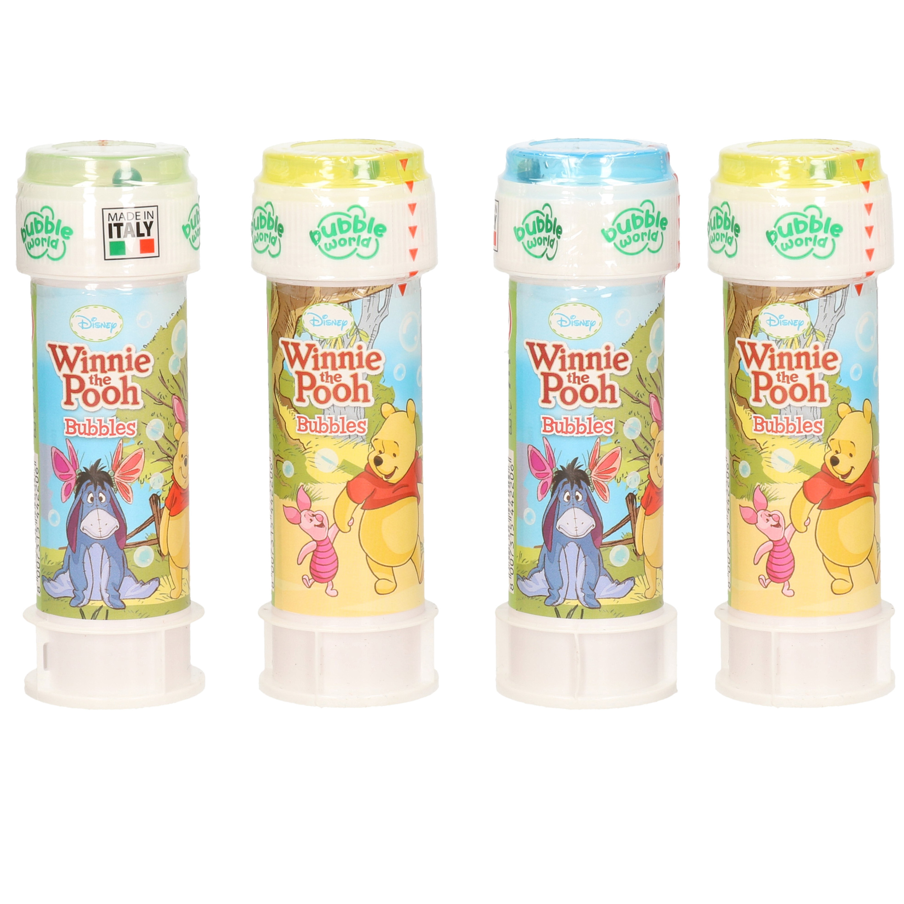 24x Winnie de Poeh bellenblaas flesjes met bal spelletje in dop 60 ml voor kinderen