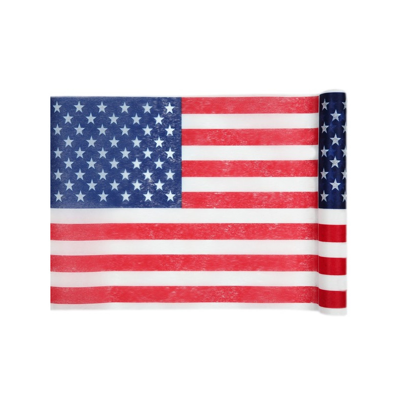 2x Amerikaanse vlag/USA thema tafellopers op rol 500 cm