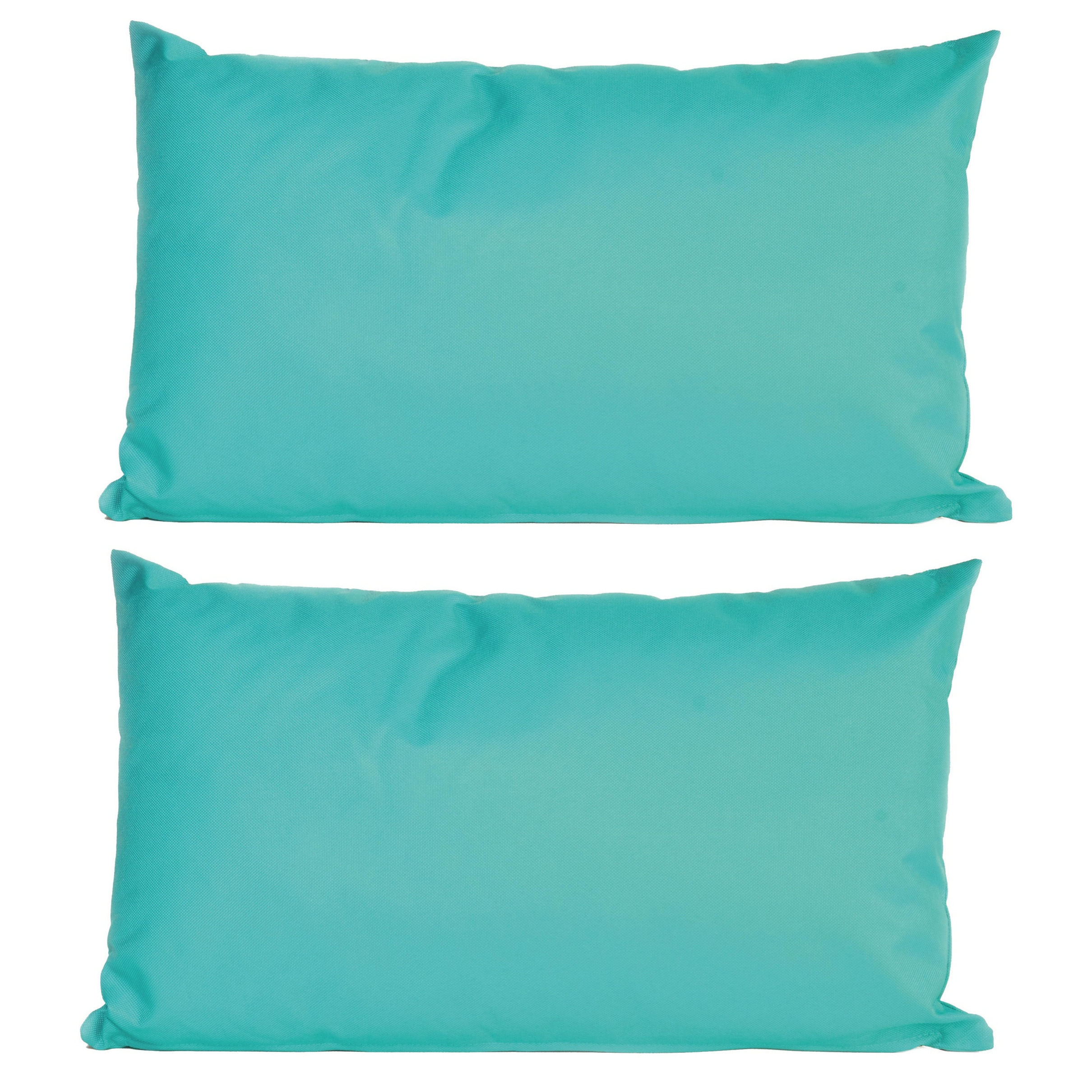 2x Bank-sier kussens voor binnen en buiten in de kleur aqua blauw 30 x 50 cm