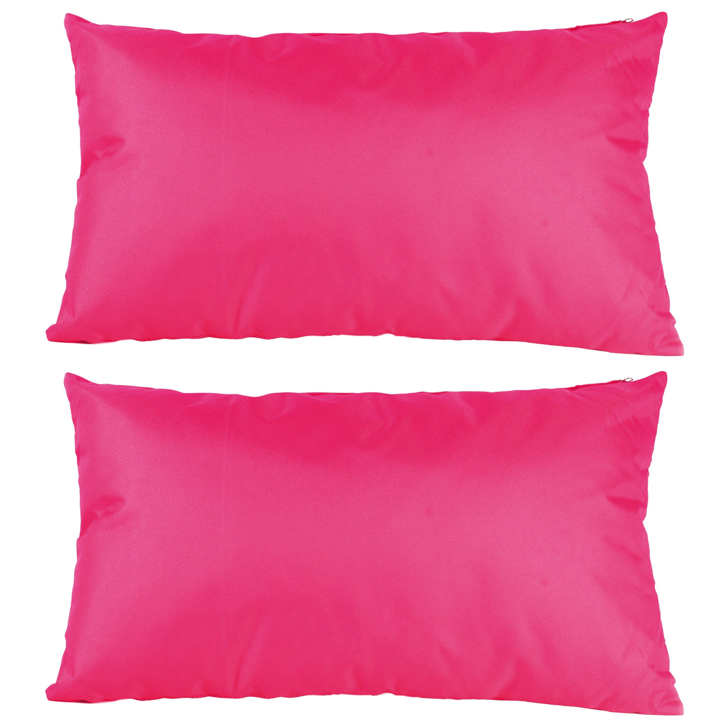 2x Bank-sier kussens voor binnen en buiten in de kleur fuchsia roze 30 x 50 cm