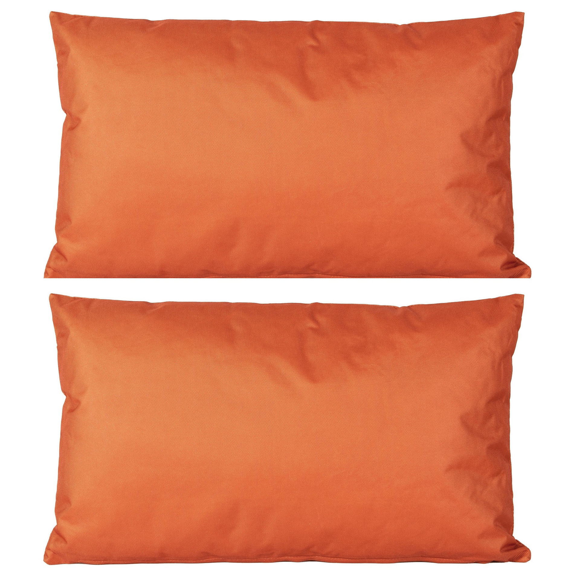 2x Bank-sier kussens voor binnen en buiten in de kleur oranje 30 x 50 cm